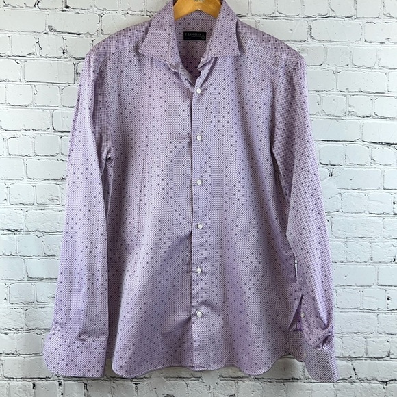 P LANGELLA Stunning Dress Shirt in Lavender, 100% Cotton, Made in Italy, Size L - Picture 1 of 5